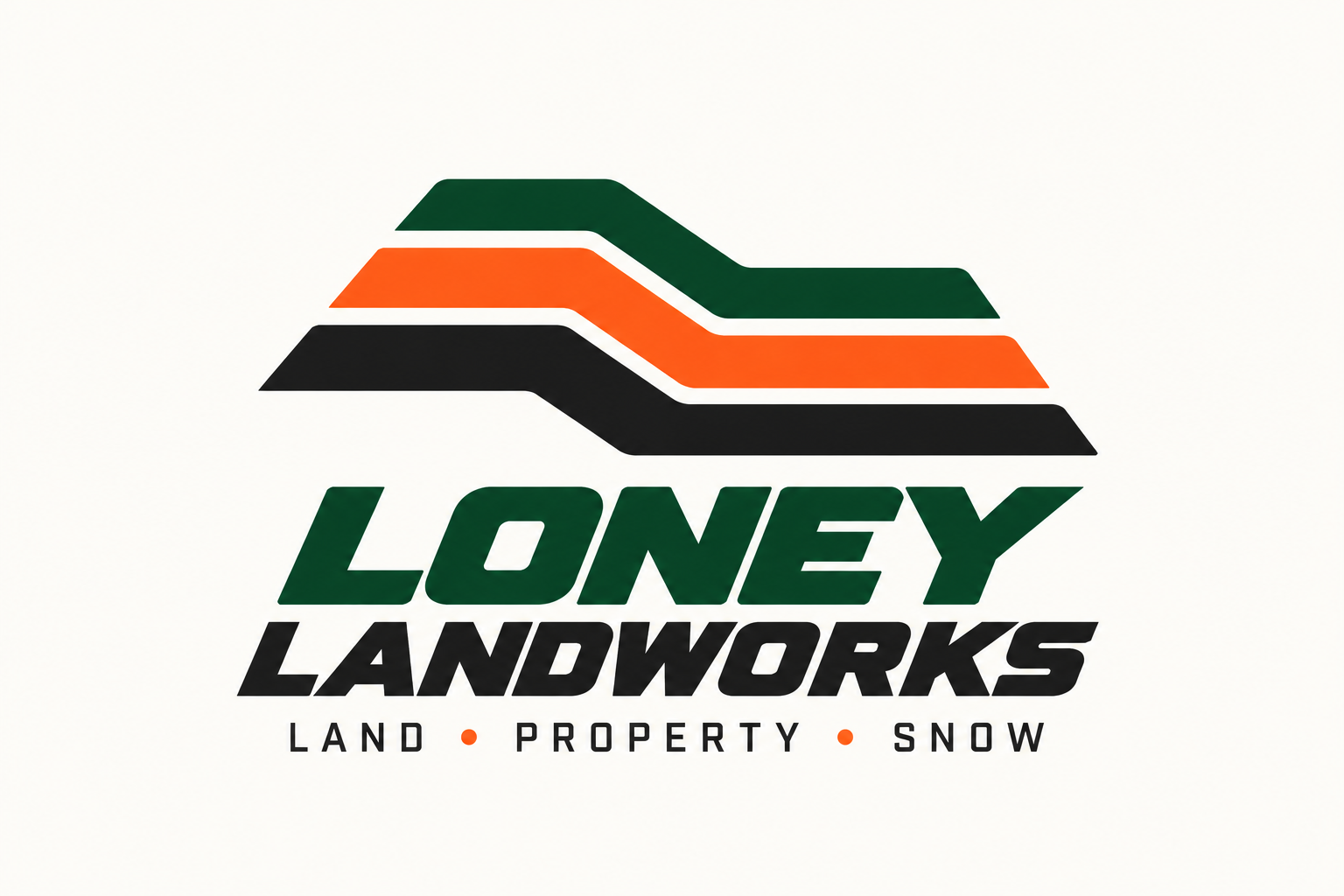 Loney Landworks — Land, Property, Snow. Layered-ground logo.